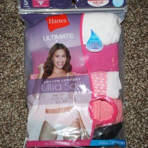 NWT  5 pk Hanes Hi-Cut Panties Cotton Comfort 9/2XL